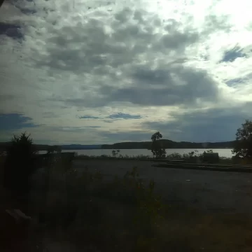 view from window of train, "Tear the Clouds" traveling southbound to New York City.