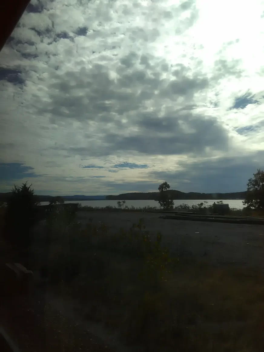 view from window of train, "Tear the Clouds" traveling southbound to New York City.