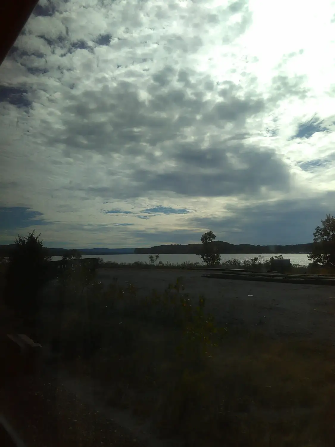 view from window of train, "Tear the Clouds" traveling southbound to New York City.